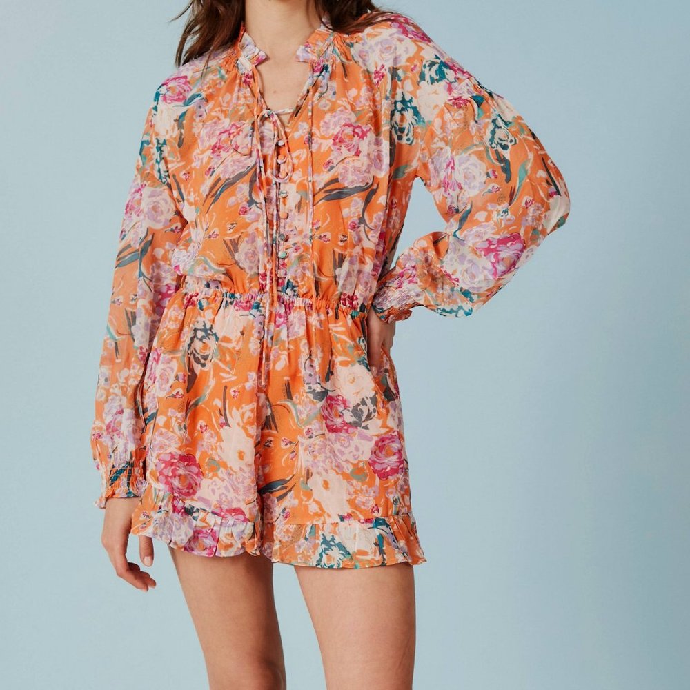 Deluc  Lio Printed Romper - Orange